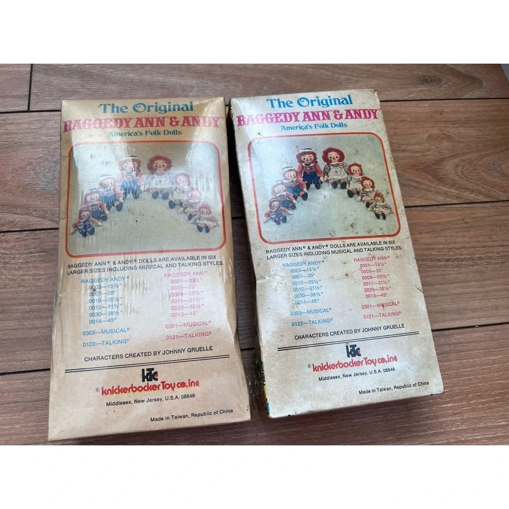Vintage Pair of Original Knickerbocker Raggedy Ann & Raggedy Andy 6